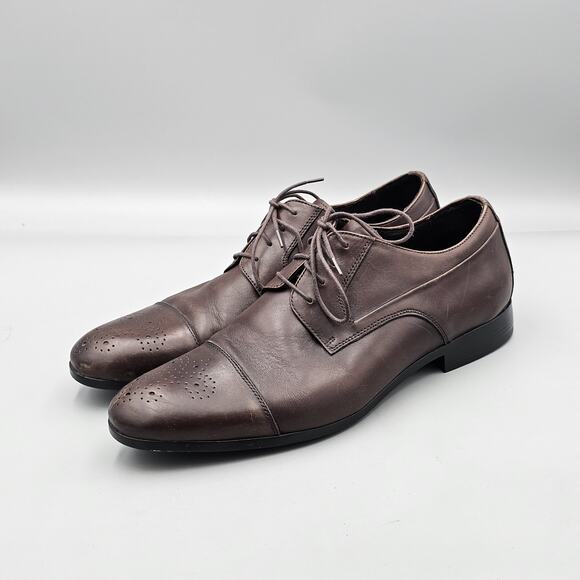 Saks 5th Avenue Blacks Men's Size 13 US Brown Soft Leather Cap Toe Oxfords - Picture 3 of 8